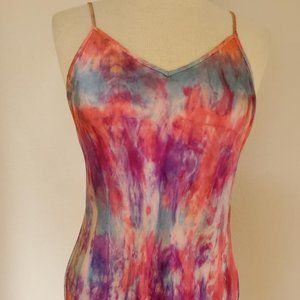 NEW Silk sleeveless shirt tank top cami camisole tie dyed blue pink purple white